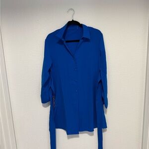 Blue Women's Button-Up Shirt Dress